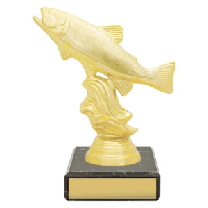 Gold figure trophy - trout with plastic / marble construction