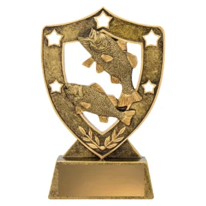 Gold fishing gold shield with resin construction