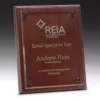 Walnut floating glass plaque with glass / timber construction