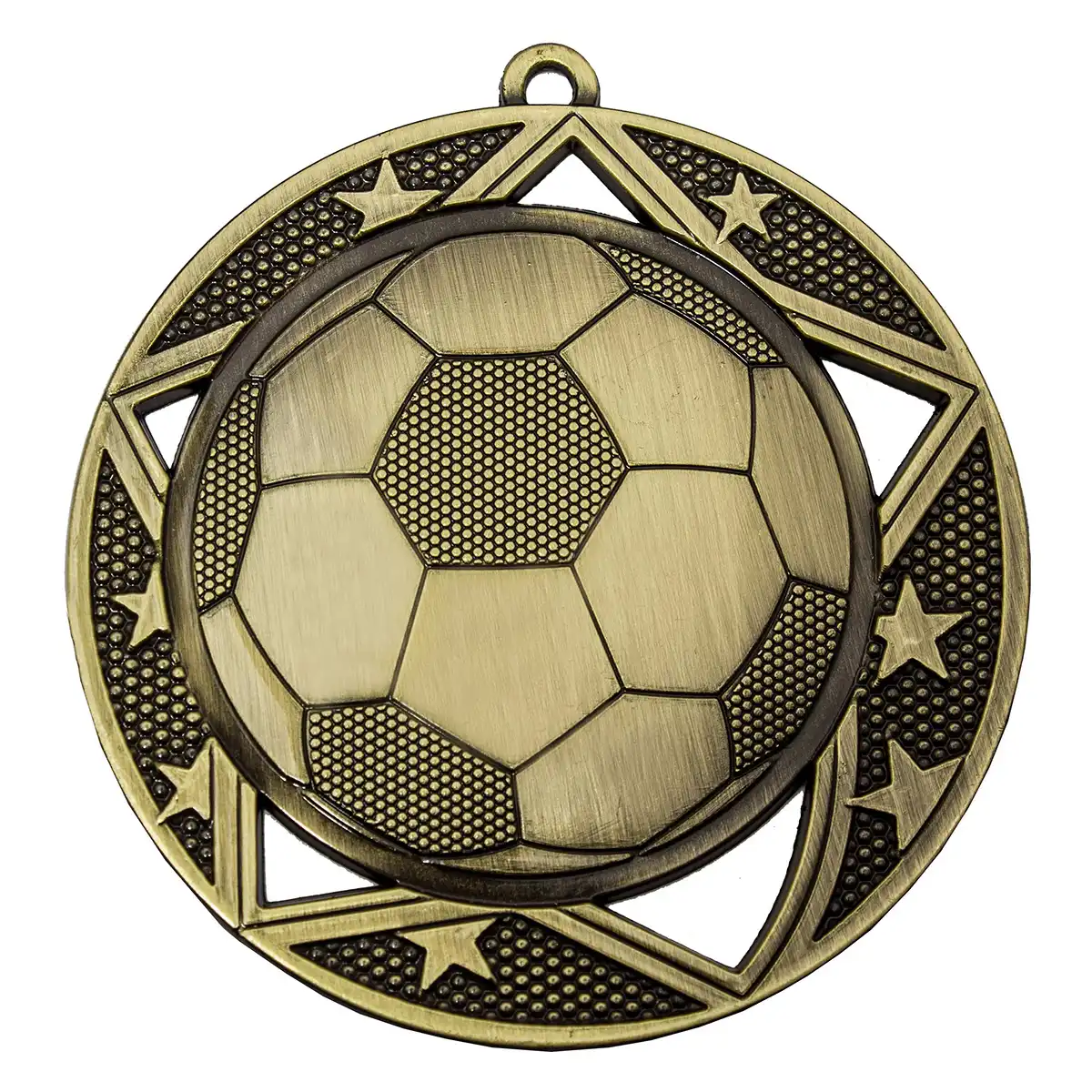 Gold football galaxy medal with metal construction