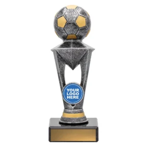 Silver football orbit with plastic / marble construction