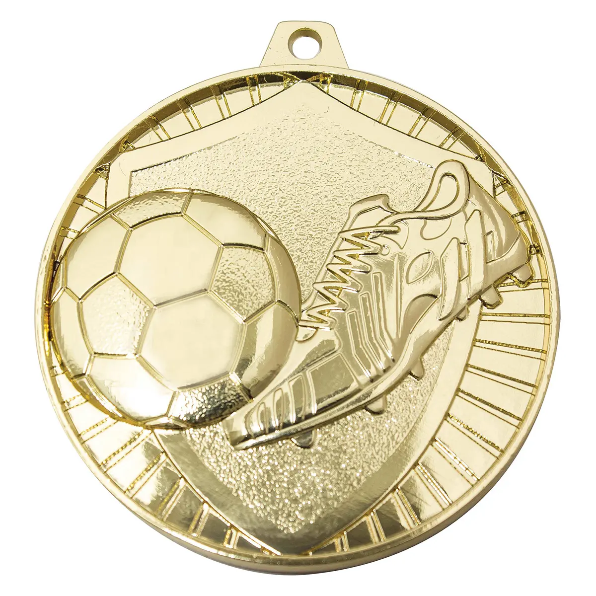 Gold football shield with metal construction