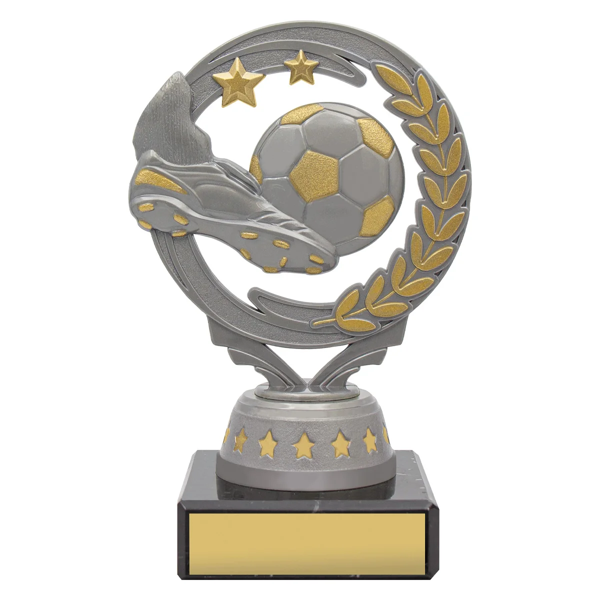 Silver football torch with plastic / marble construction