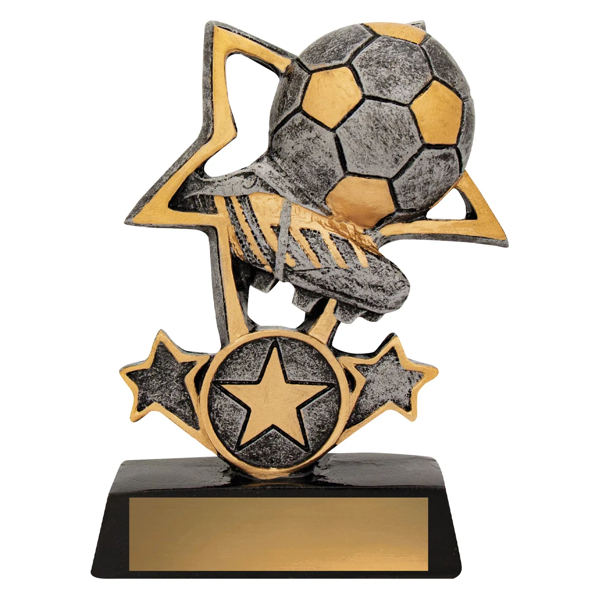Silver football tri-star with resin construction