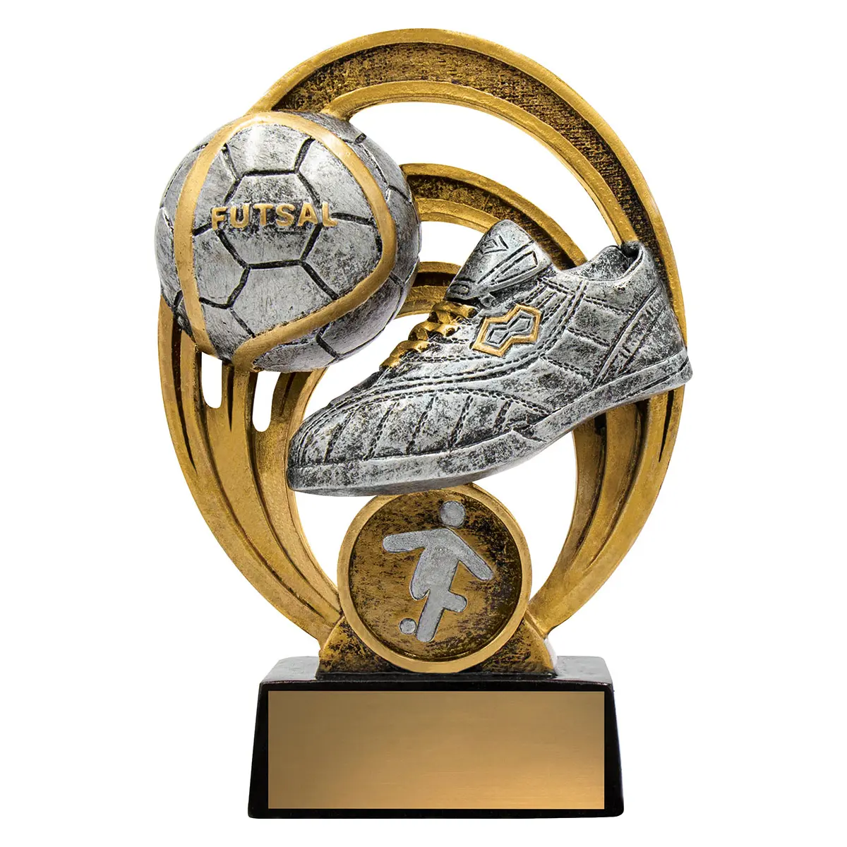 Gold futsal halo with resin construction