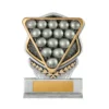 Silver / gold gladiator tower-billiards with plastic / resin construction