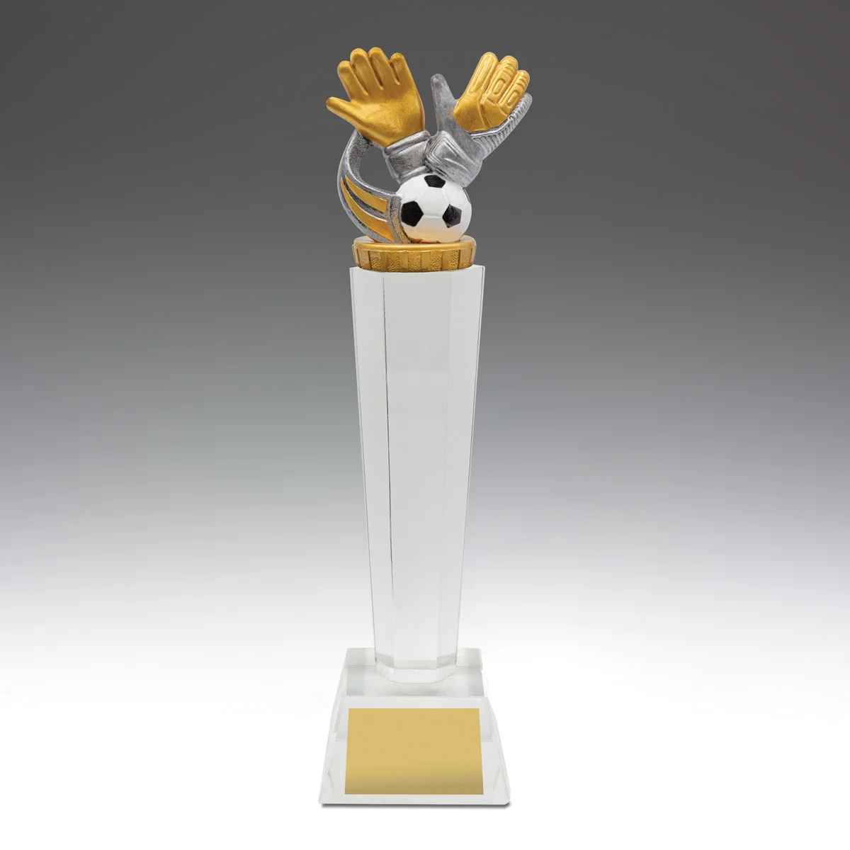 Goalie crystal pedestal with crystal construction