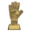 Gold goalie glove with resin construction
