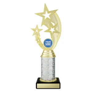 Gold gold flying star with plastic / marble construction