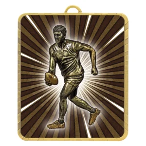 Gold gold lynx medal - aussie rules male with metal construction
