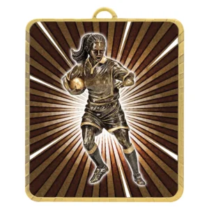 Gold gold lynx medal - rugby female with metal construction