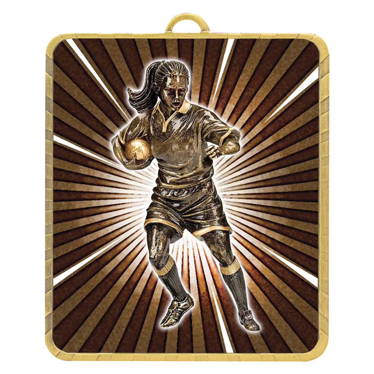 Gold gold lynx medal - rugby female with metal construction
