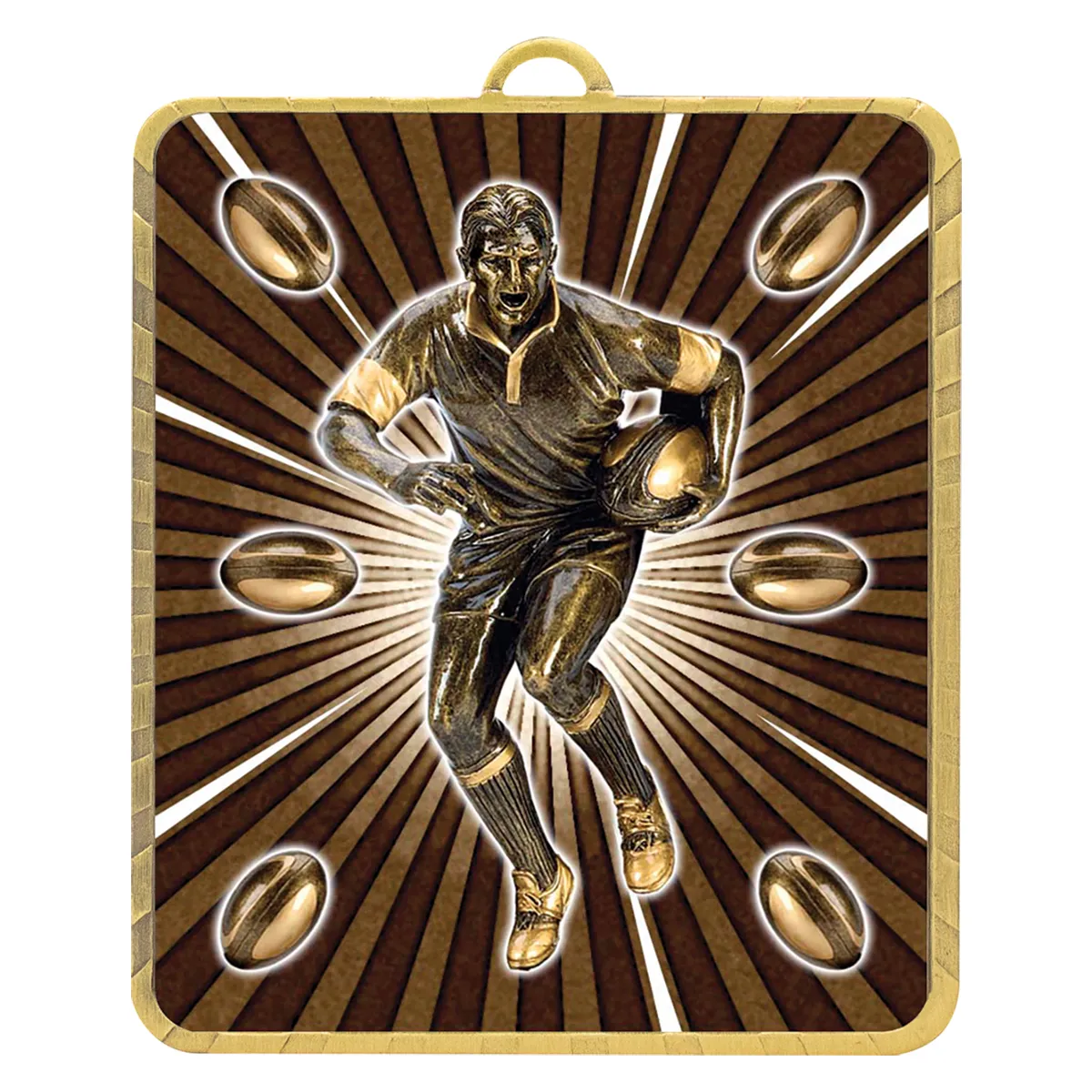 Gold gold lynx medal - rugby male with metal construction