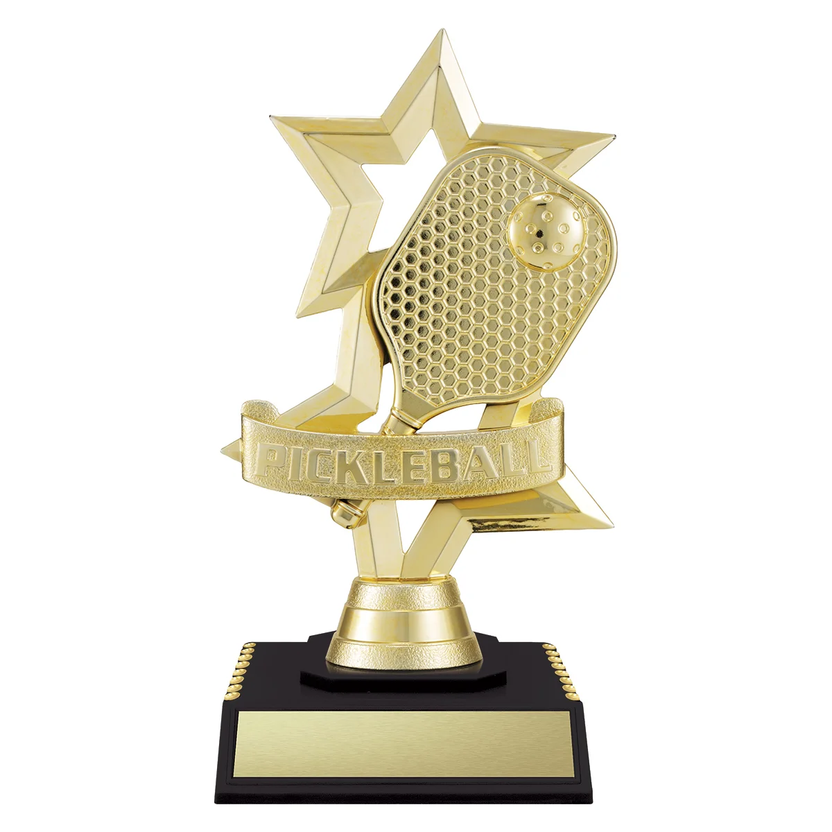 Black gold pickleball with plastic construction