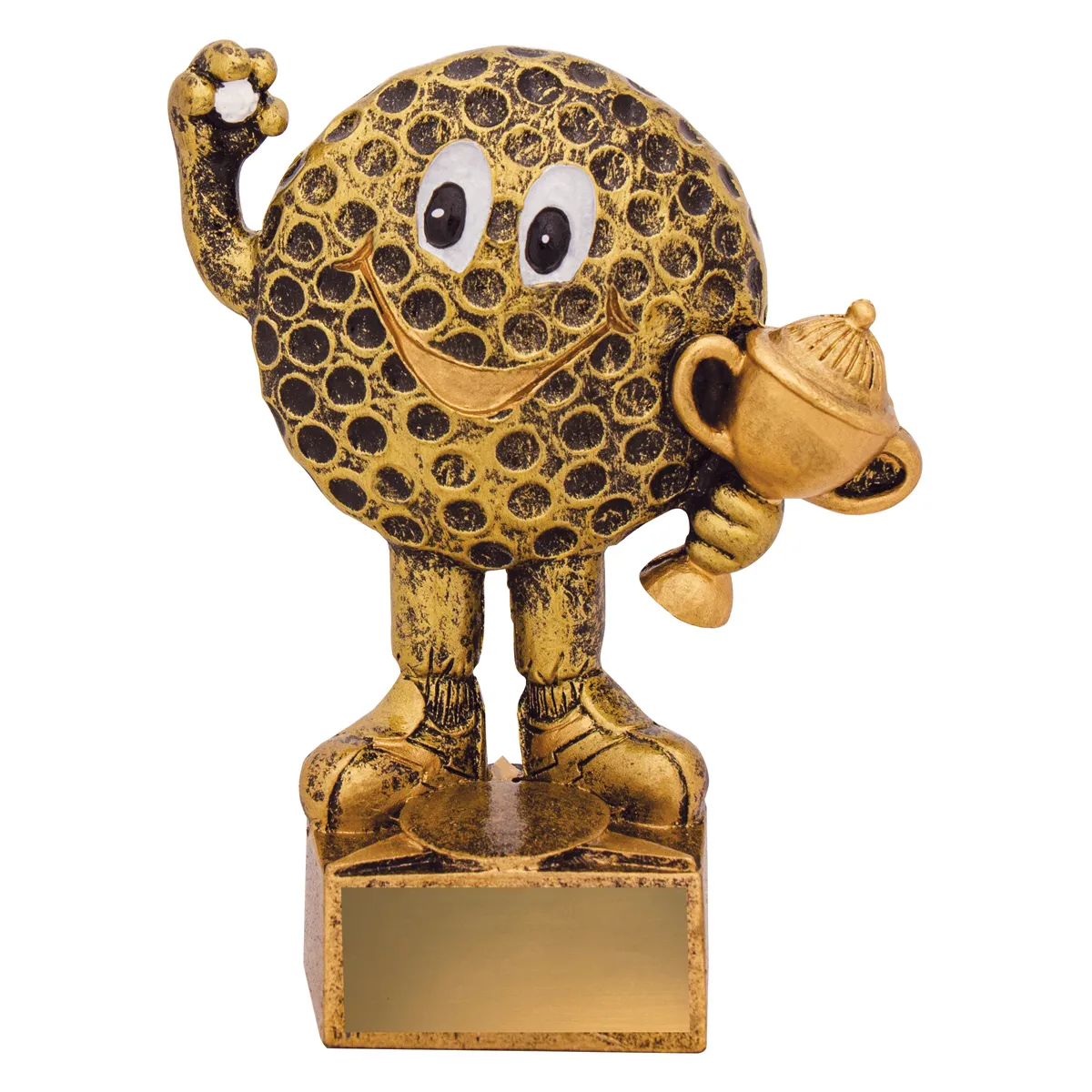 Gold golf character with resin construction