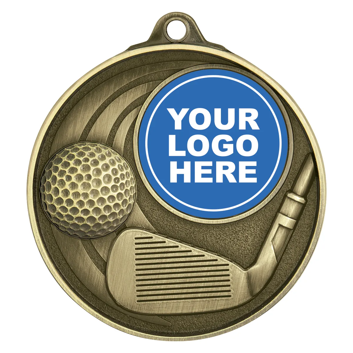 Gold golf medal - insert option with metal construction
