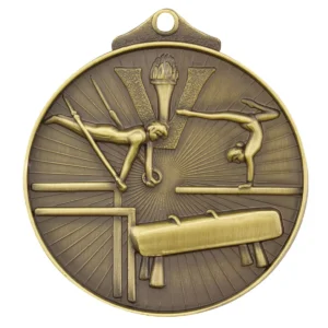 Gold gymnastics medal with metal construction