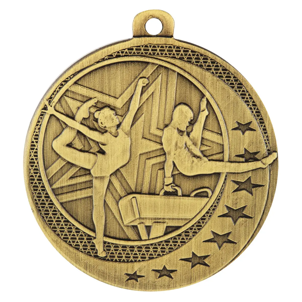 Gold gymnastics wayfare with metal construction