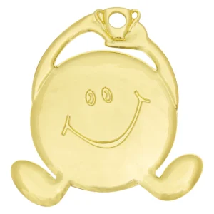 Gold happy medal with metal construction