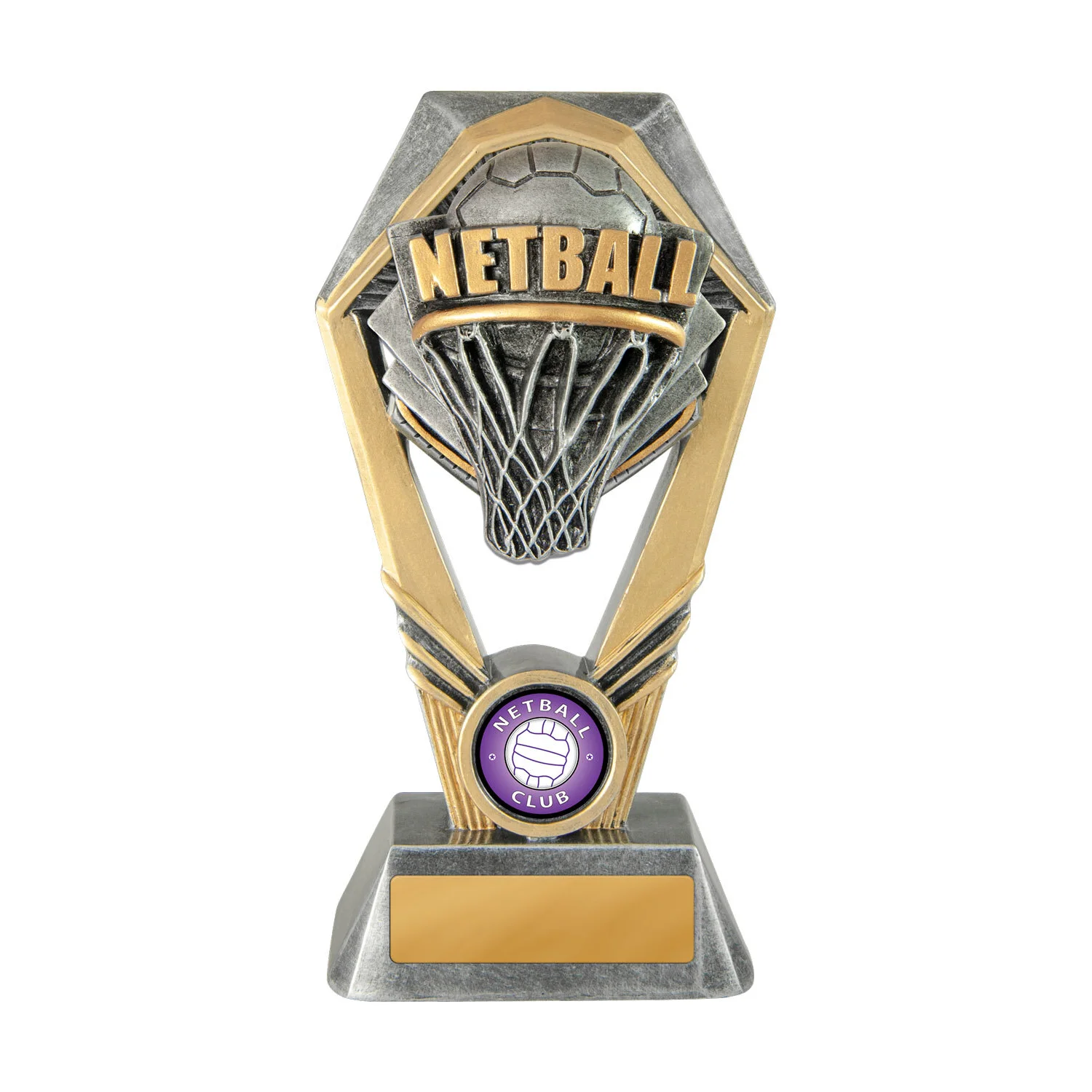 Silver / gold hex tower-netball with resin construction