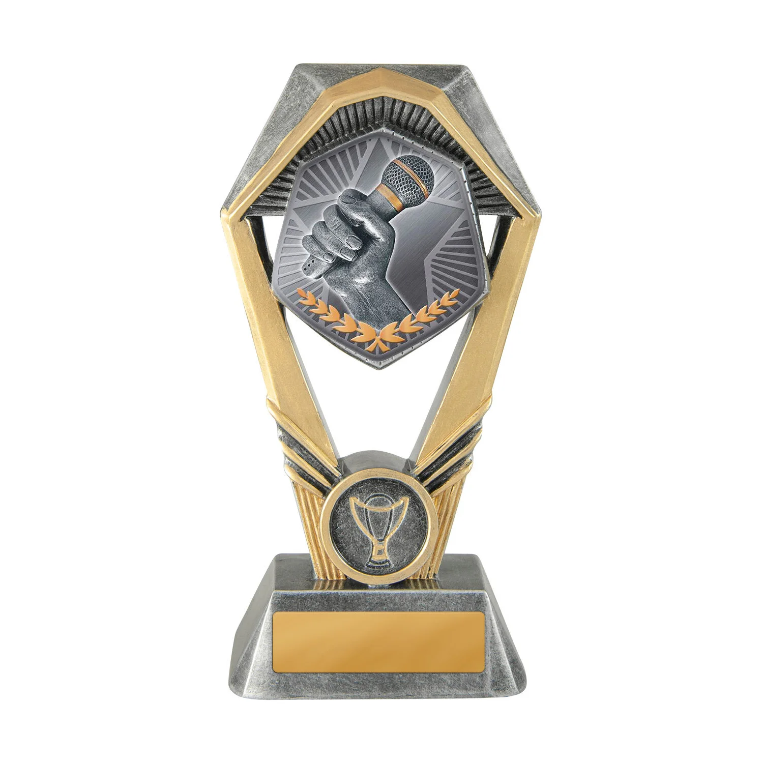 Silver / gold hex tower-public speaking with resin construction