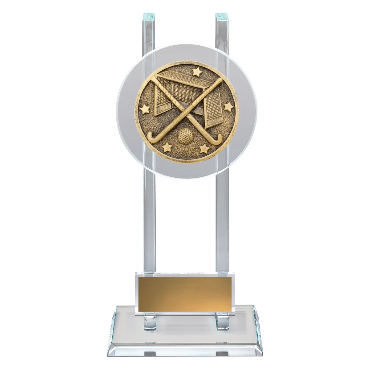 Gold hockey spartan glass with glass construction