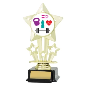 Gold icon star - fitness with plastic construction