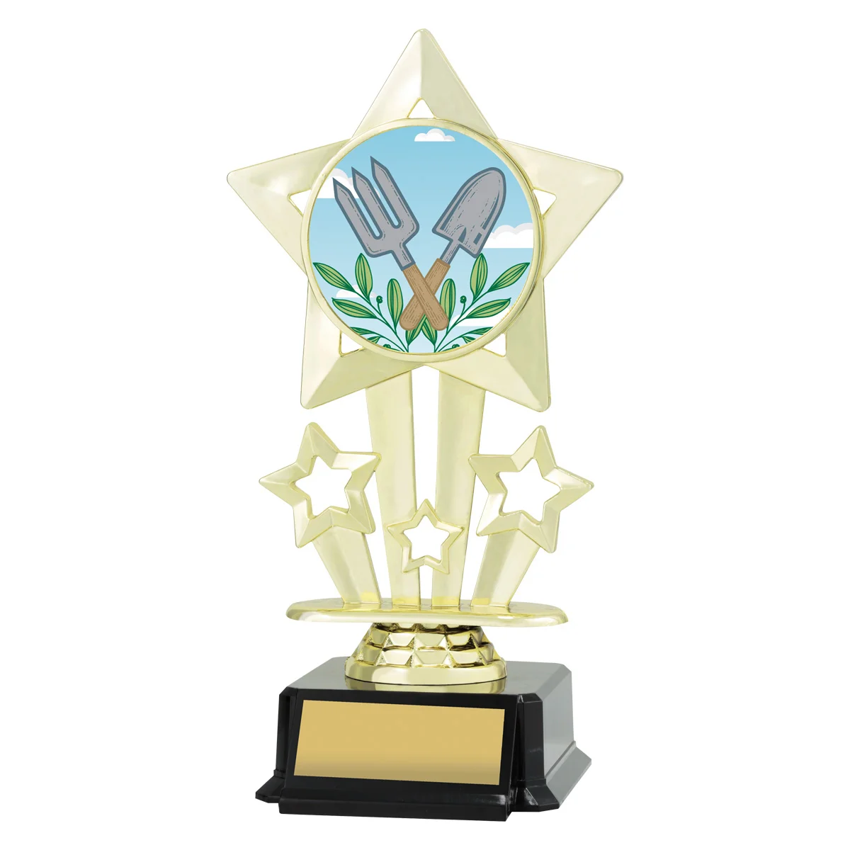 Gold icon star - gardening with plastic construction