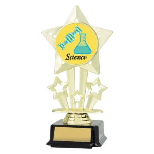 Gold icon star - science with plastic construction