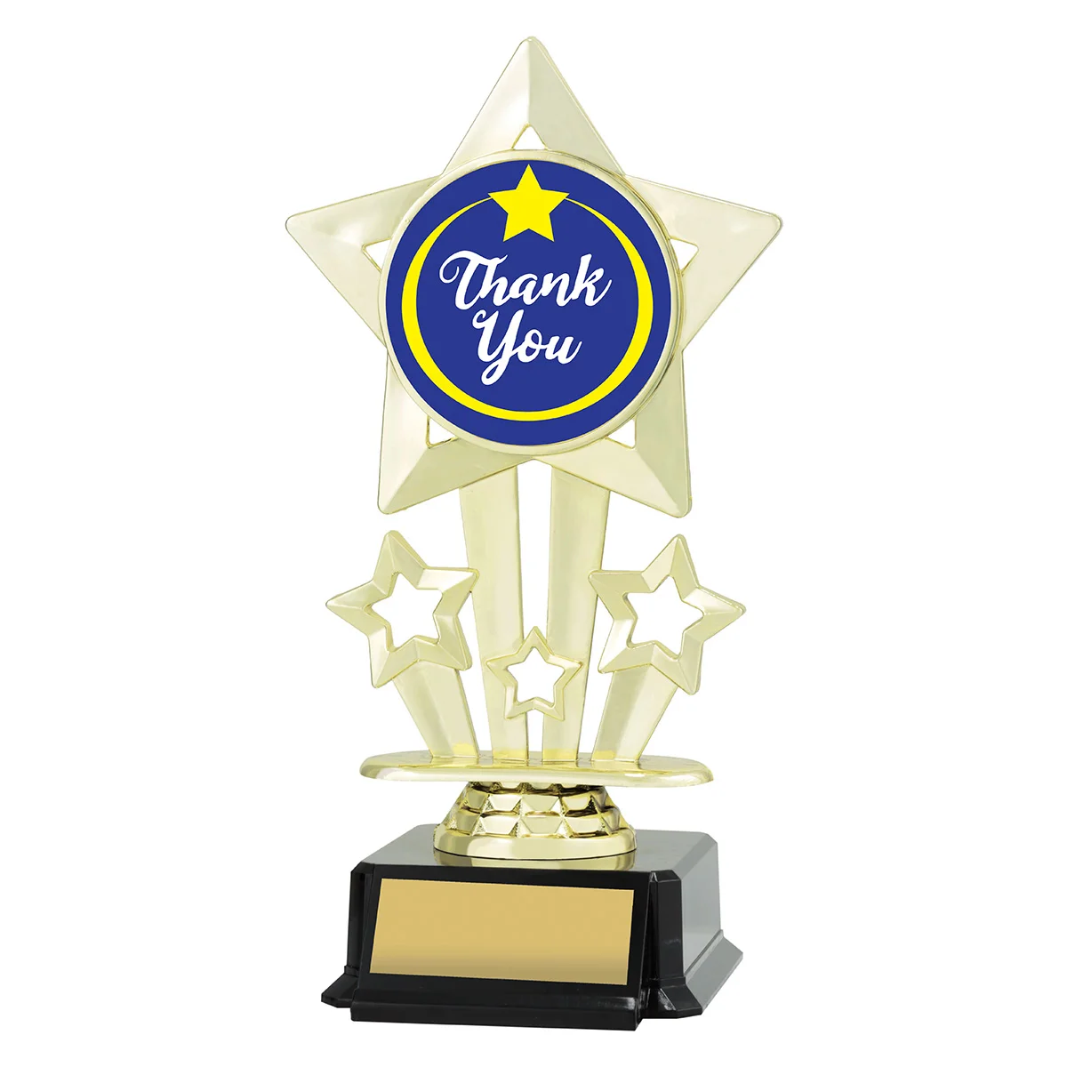 Gold icon star - thank you with plastic construction