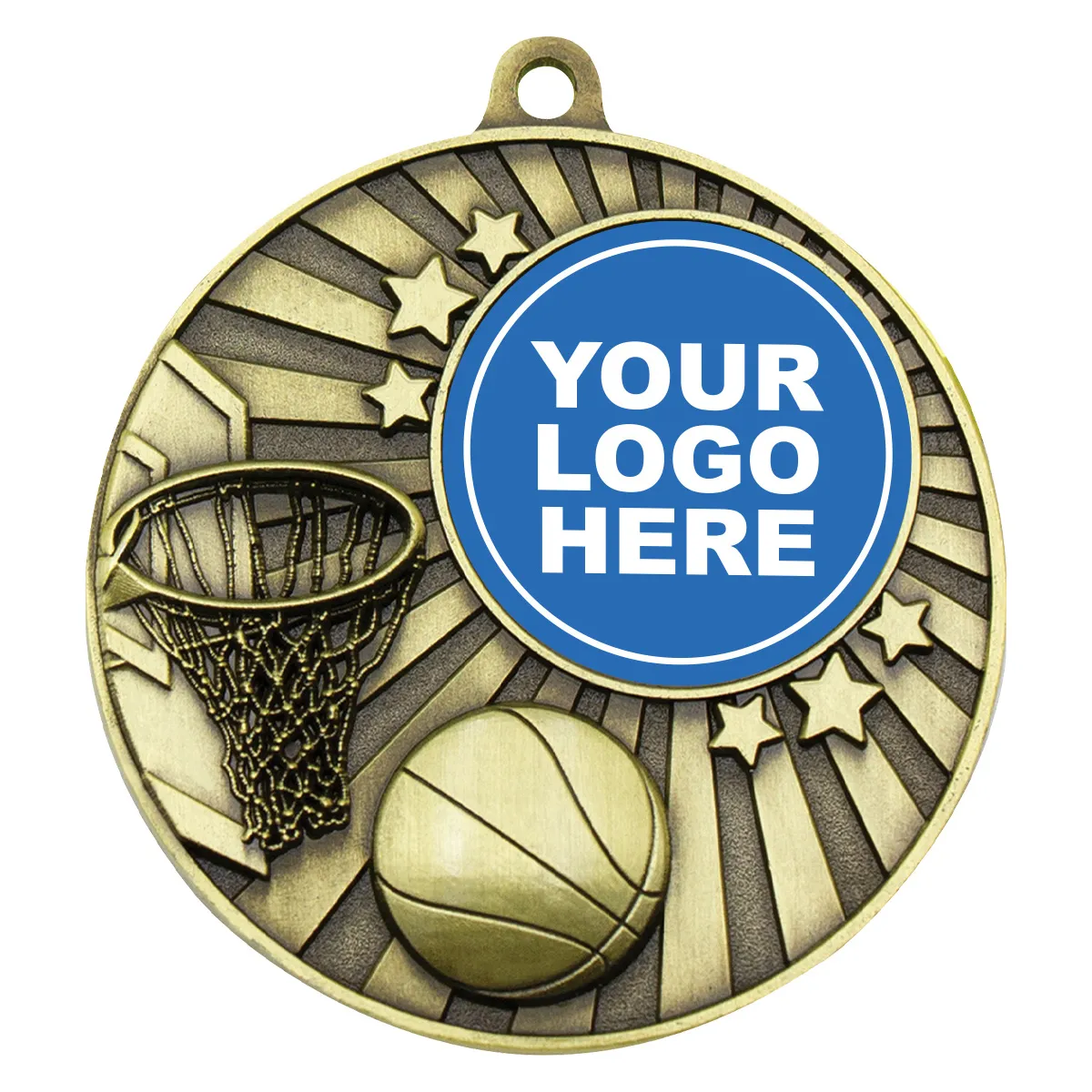 Gold impact medal - basketball with metal construction