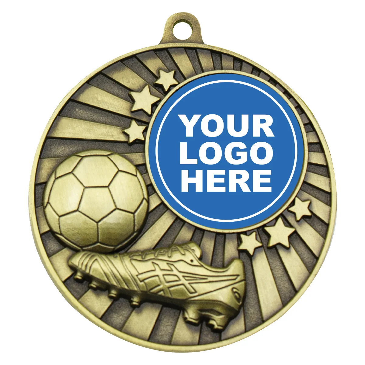 Gold impact medal - football with metal construction