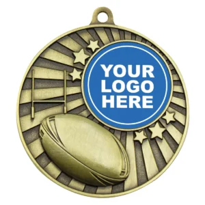 Gold impact medal with metal construction