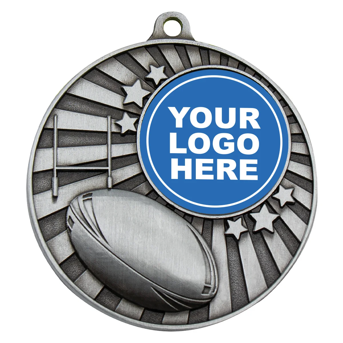 Silver impact medal with metal construction