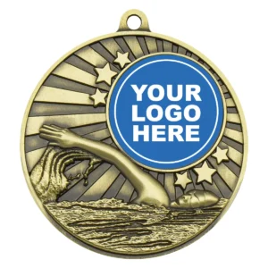 Gold impact medal - swim with metal construction