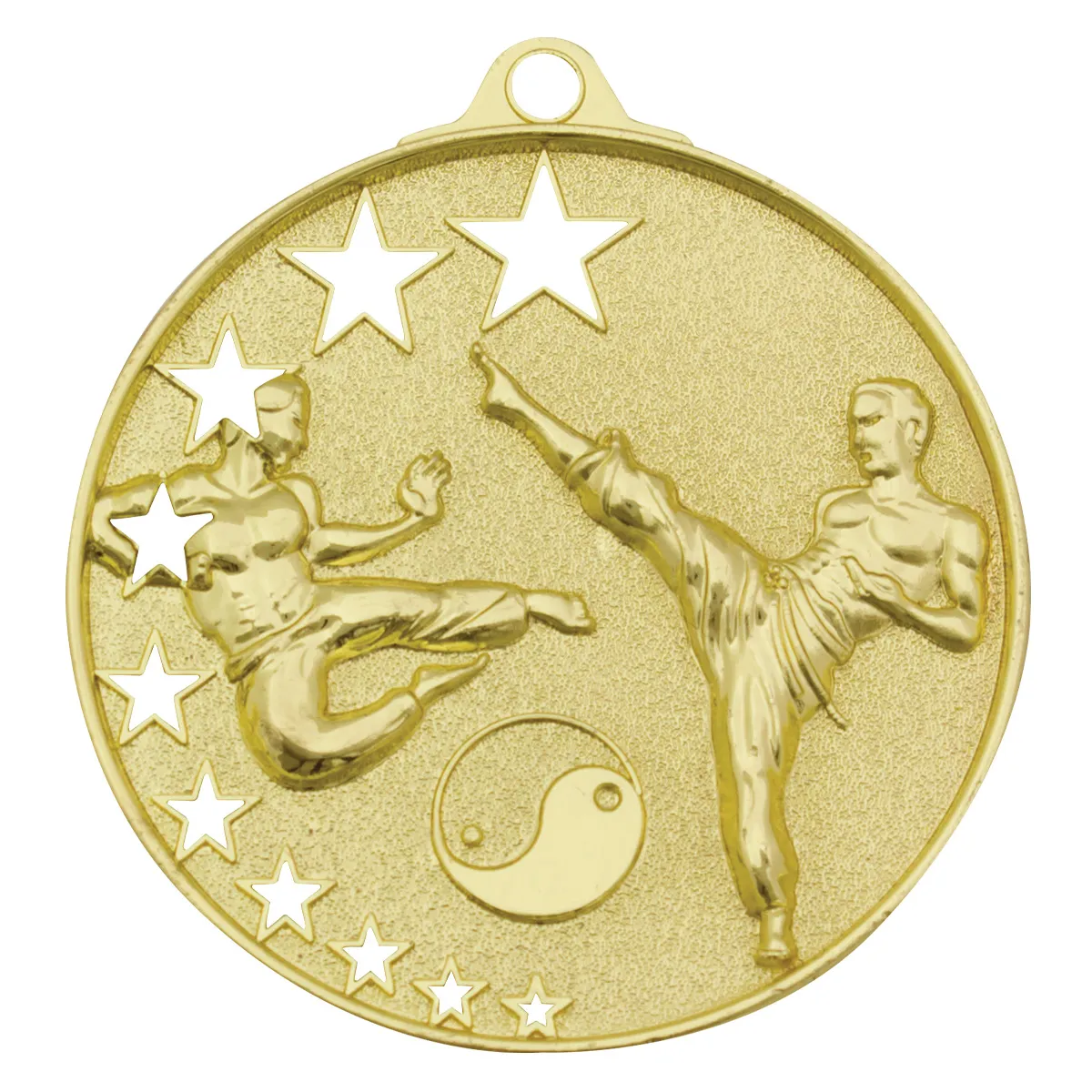 Gold karate stars with metal construction