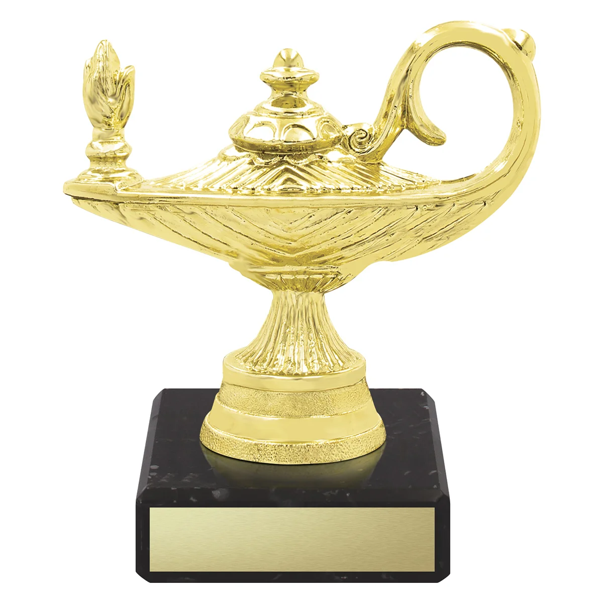 Gold lamp of knowledge with plastic / marble construction