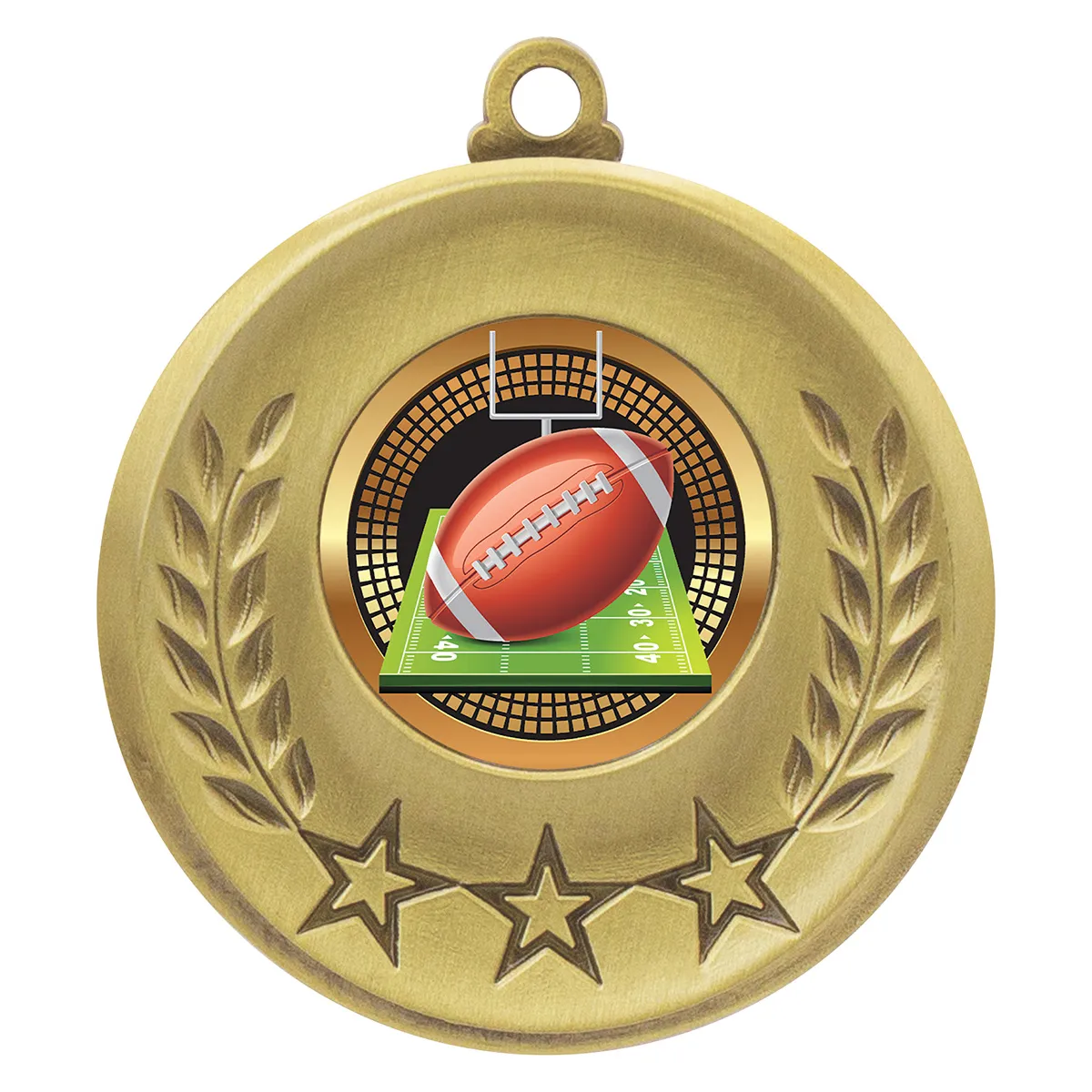 Gold laurel medal - american football with metal construction