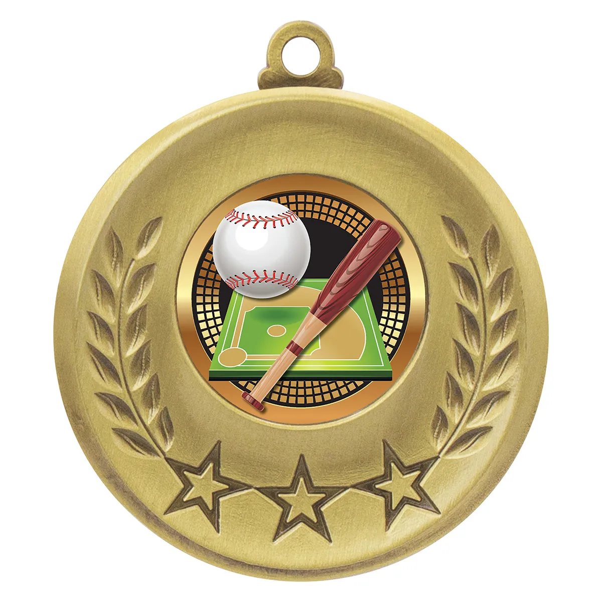 Gold laurel medal - baseball with metal construction