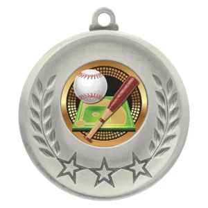 Silver laurel medal - baseball with metal construction