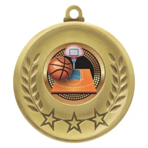 Gold laurel medal - basketball with metal construction
