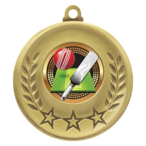 Gold laurel medal - cricket with metal construction