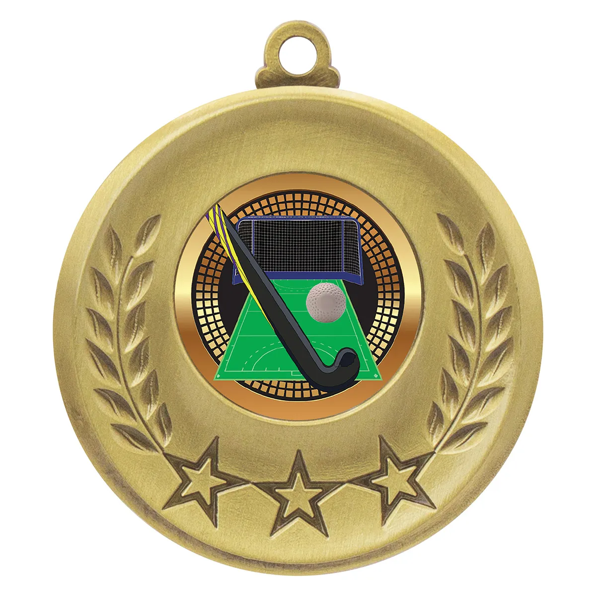Gold laurel medal - hockey with metal construction