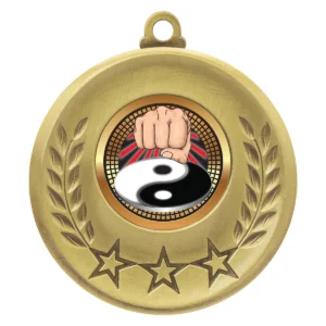 Gold laurel medal - martial arts with metal construction