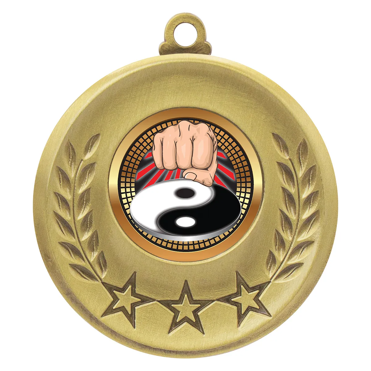 Gold laurel medal - martial arts with metal construction
