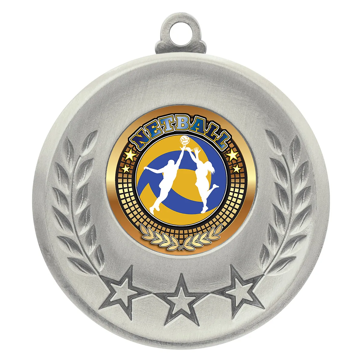 Silver laurel medal - netball with metal construction