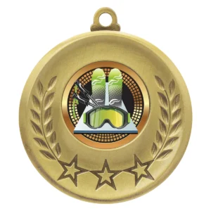 Gold laurel medal - skiing with metal construction