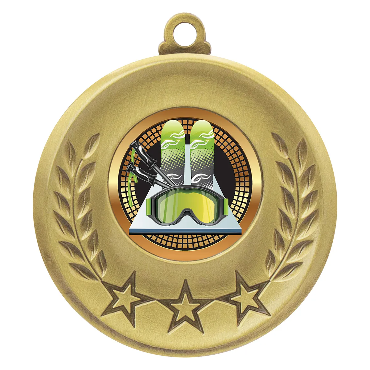 Gold laurel medal - skiing with metal construction