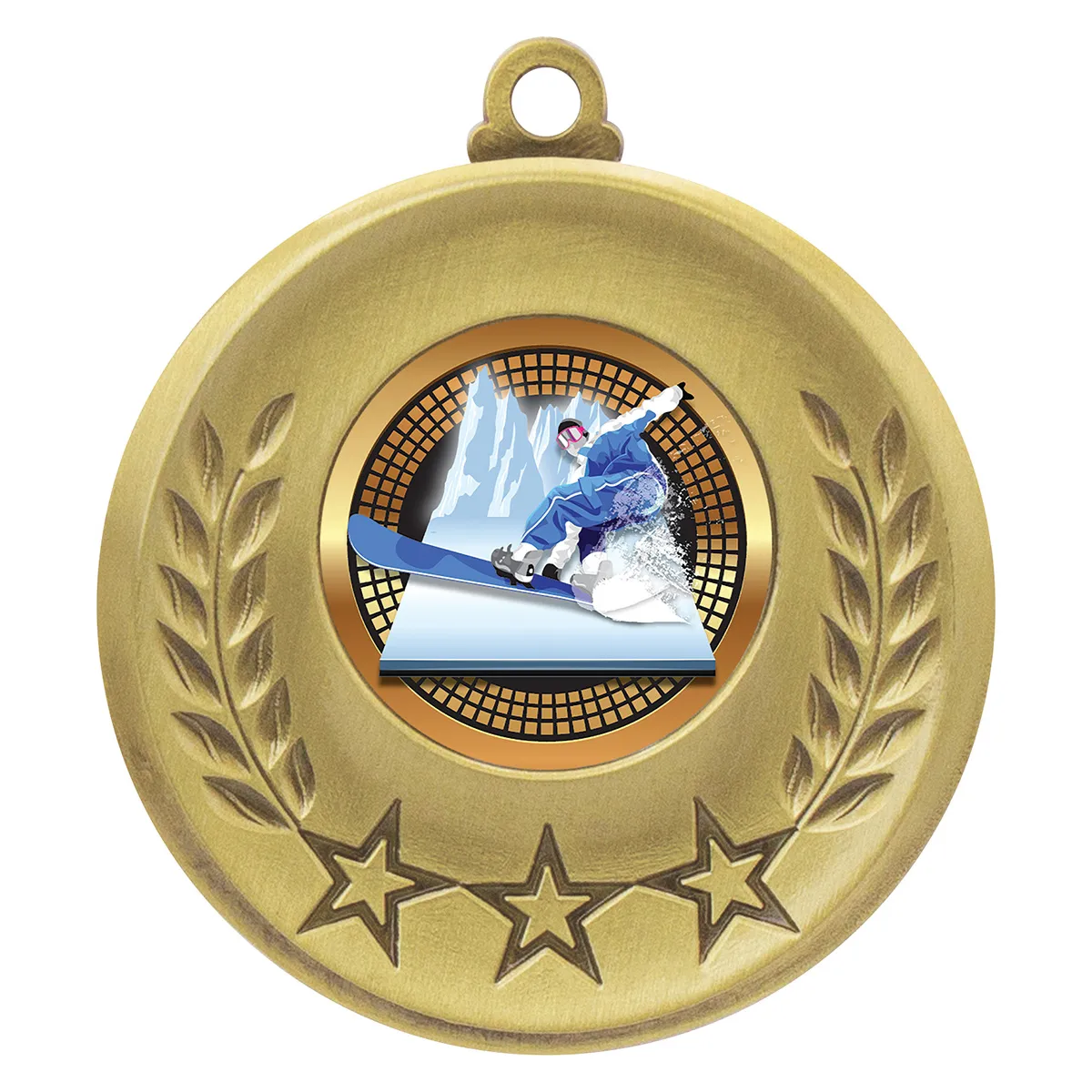 Gold laurel medal - snowboarding with metal construction