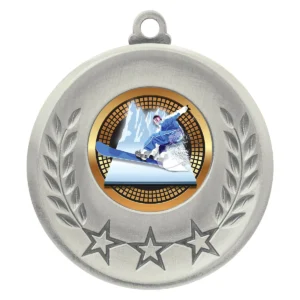 Silver laurel medal - snowboarding with metal construction